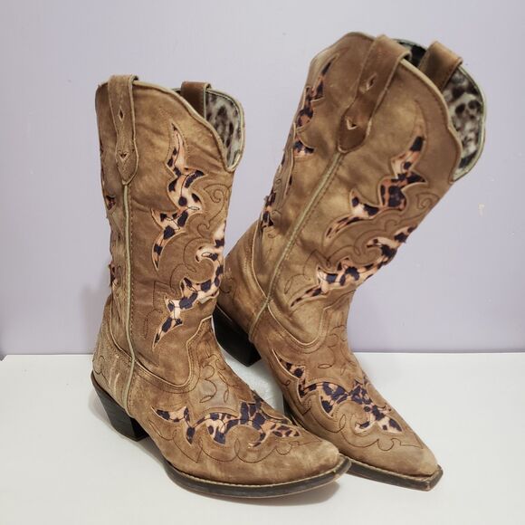 Laredo Leather Western Cowboy Boots Women's Brown  Sz 9M - Picture 1 of 15